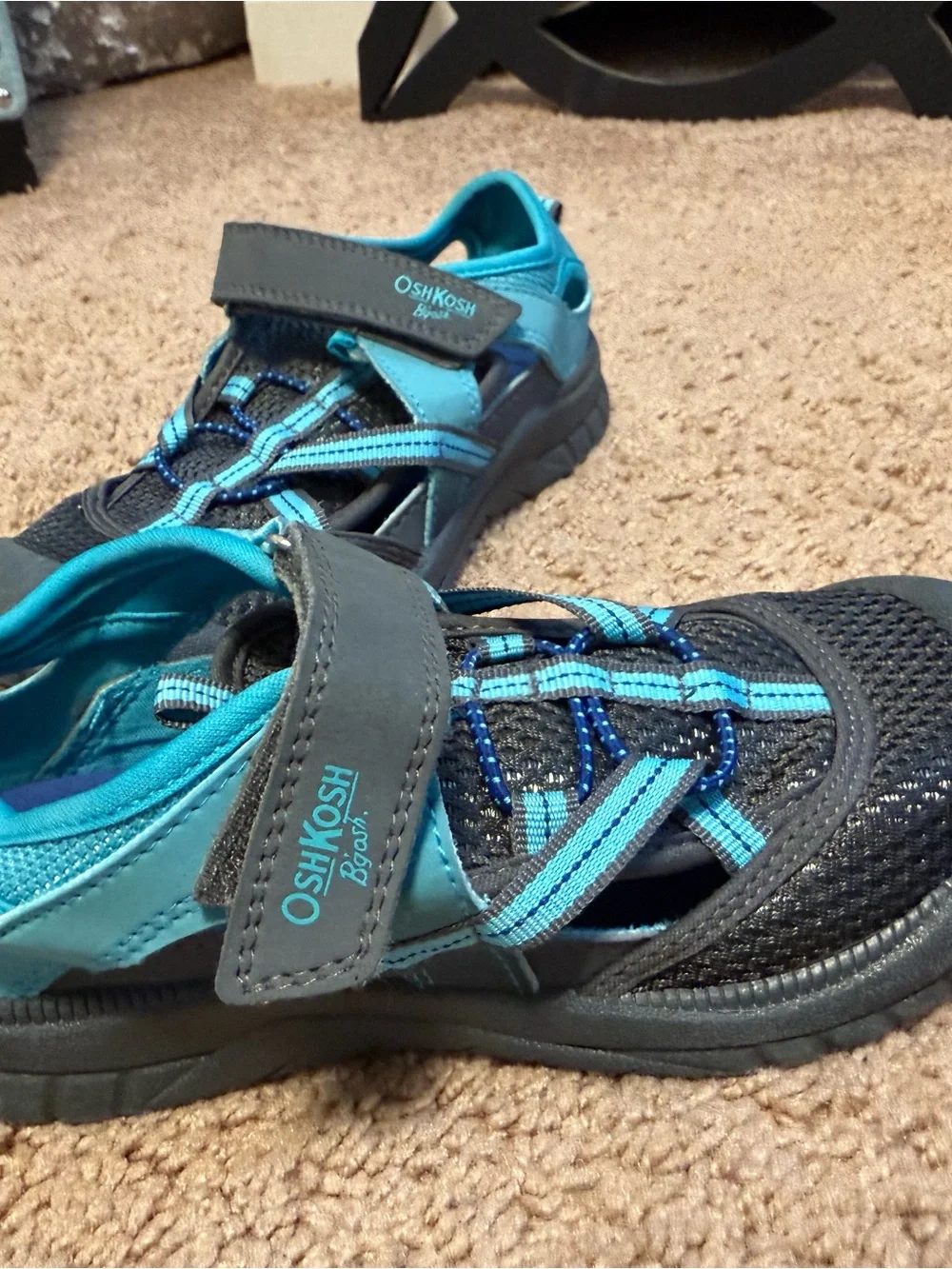 OshKosh B'gosh Black and Teal Kids Closed-Toe Water Shoes
